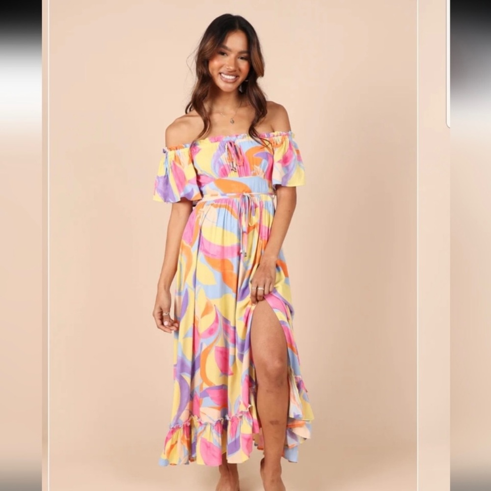 Petal & Pup Luis Off the Shoulder Maxi Multi Color Dress